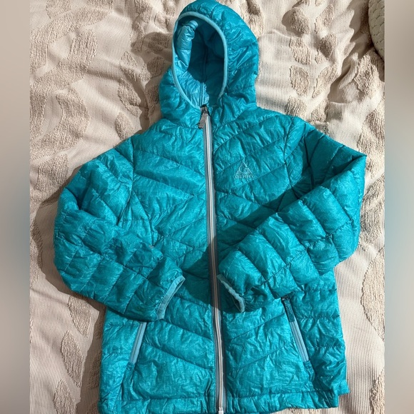 Kids Gerry Blue Hooded Puffer Jacket Size M 10-12 Down and feather filled spring - Picture 1 of 5